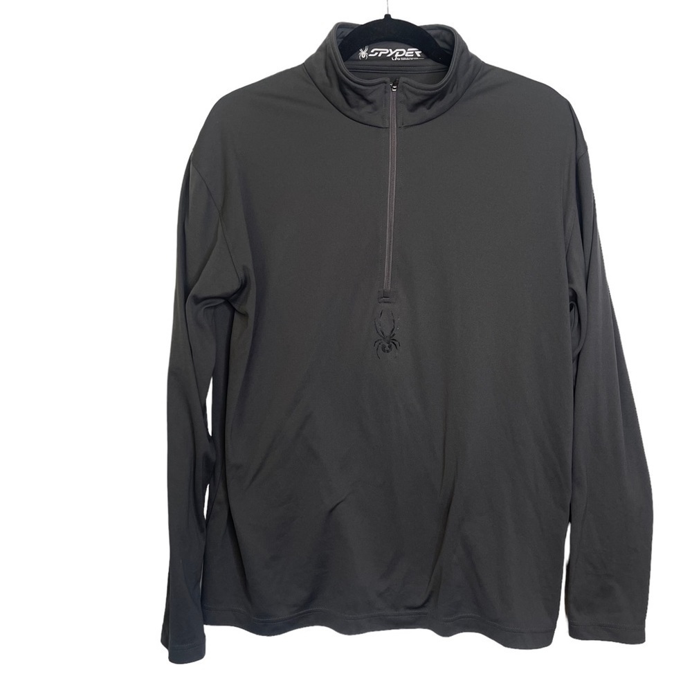 Spyder Grey 1/4 Zip Long Sleeved Web Pullover Activewear Jacket Size Lar…